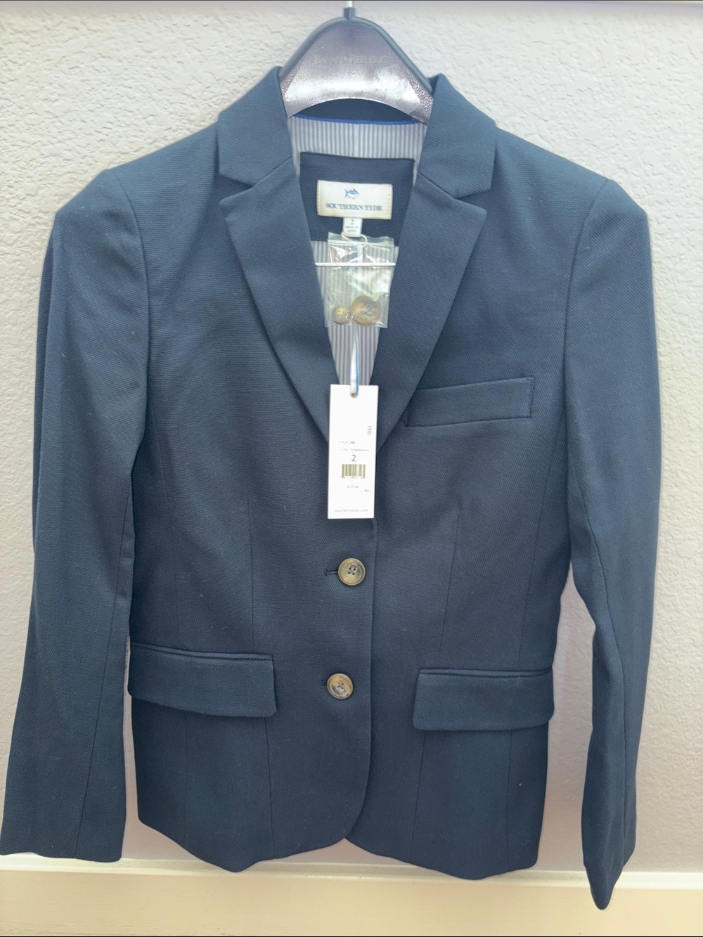 Southern Tide Navy Tailored Women's Blazer with Gold Buttons